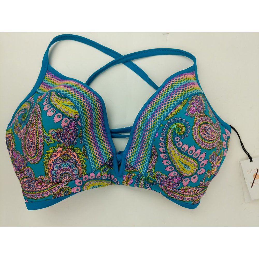COPY - NWT Shade & Shore Paisley Bikini V Wire top bra size 36C